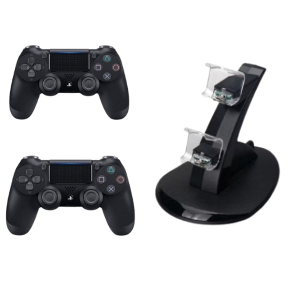 Kit 2 Controles Compatível Para PS4 + Base Carregador para Controles PS4