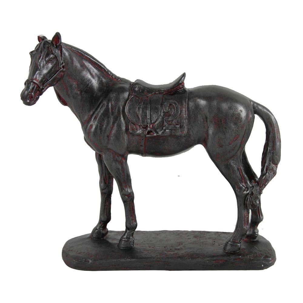 Estatueta de cavalo Benzara Don 25 cm feita à mão marrom preta