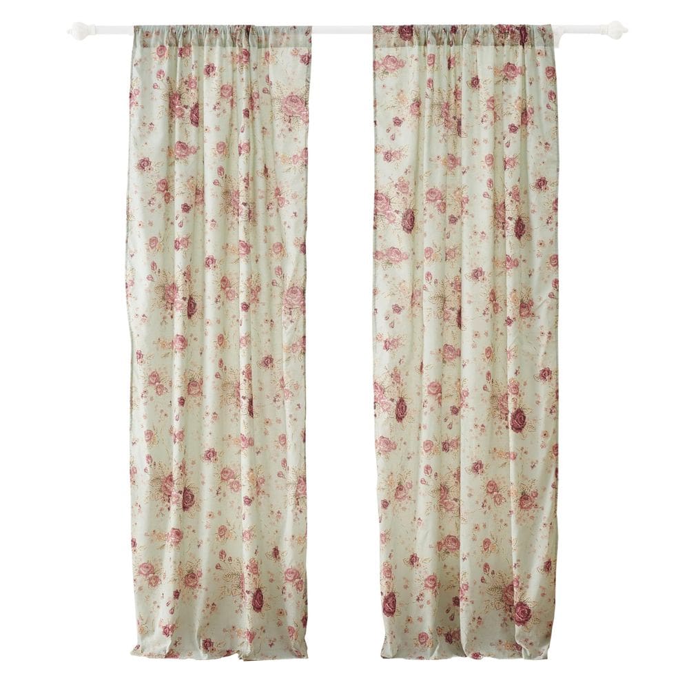 Conjunto de cortinas Benzara Rosle, 2, algodão, rosa antiga, 107 x 107 cm