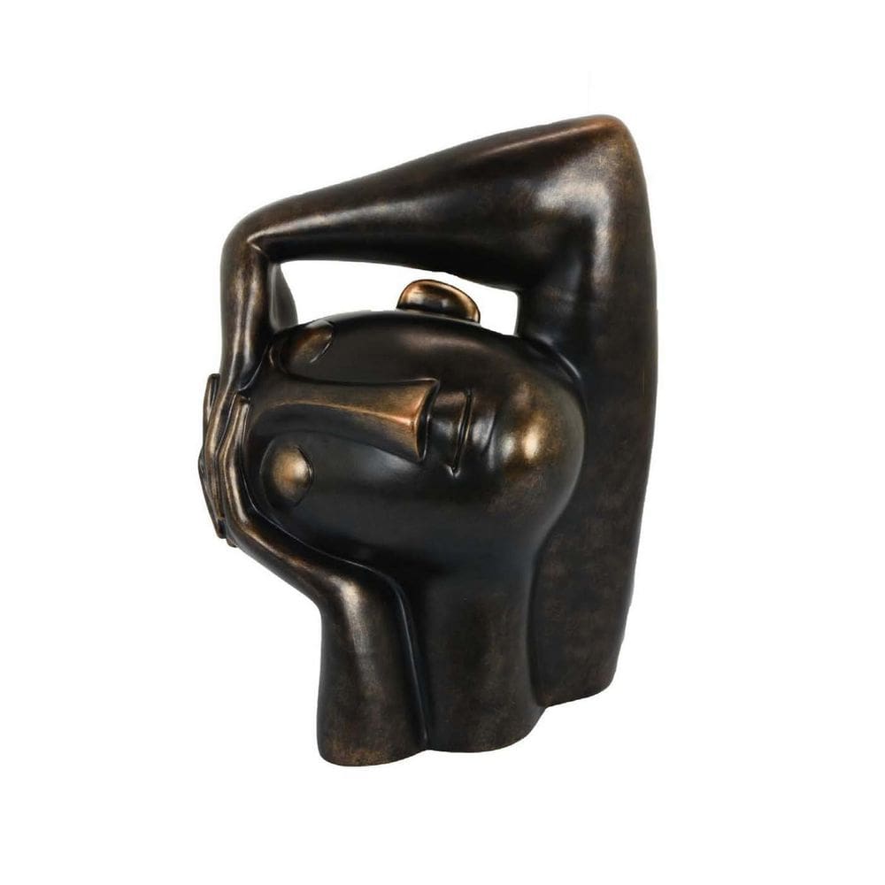 Escultura Benzara 16”, decoração de mesa com detalhes em resina de bronze