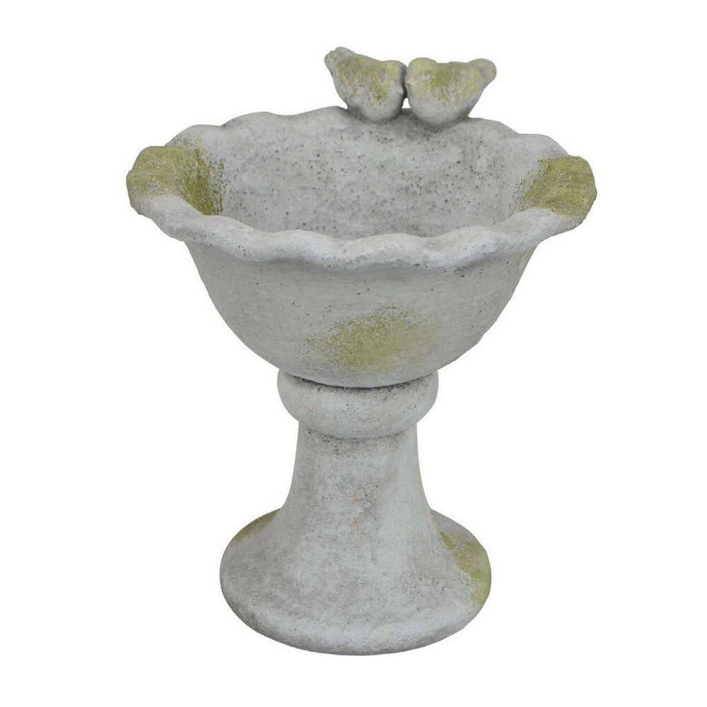 Alimentador de pássaros Banho para pássaros Benzara 30 cm decorativo cinza verde