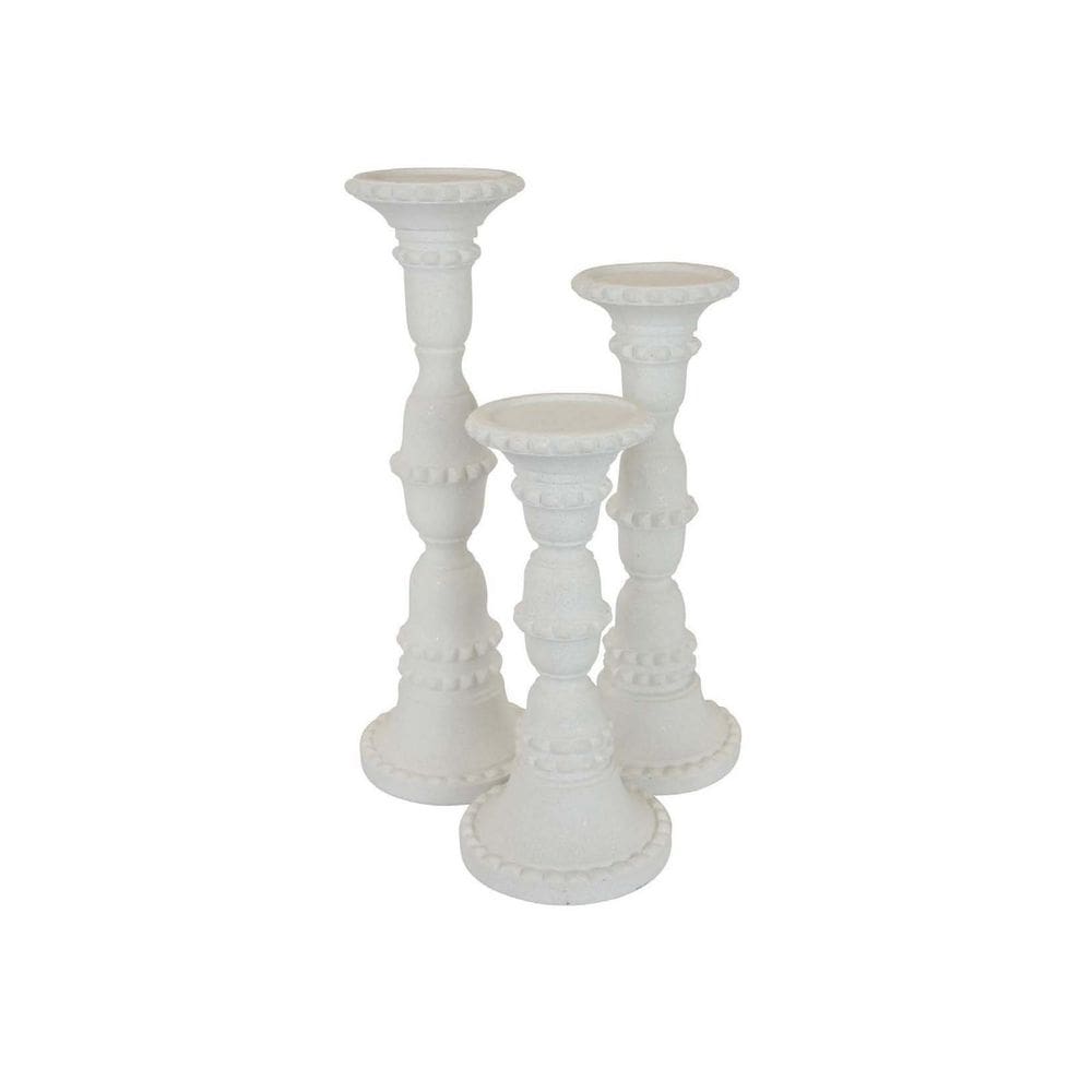 Castiçal Benzara, conjunto de 3 resinas brancas altas de 48 cm