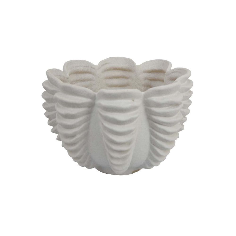 Vaso Benzara Benjara Coral Design em cerâmica branca 25 cm