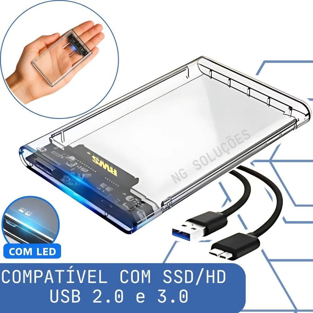 10X Case Hd Externo Gaveta Para Hd Ssd Sata 2,5 Usb 3.0 Tra