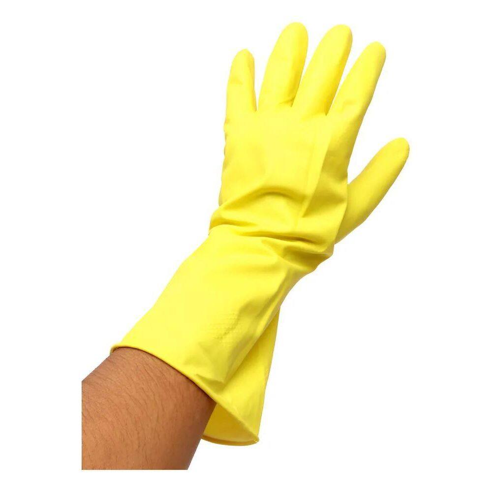 10X 12 Pares Luva De Latex Natural Amarela Multiuso Prot Qu