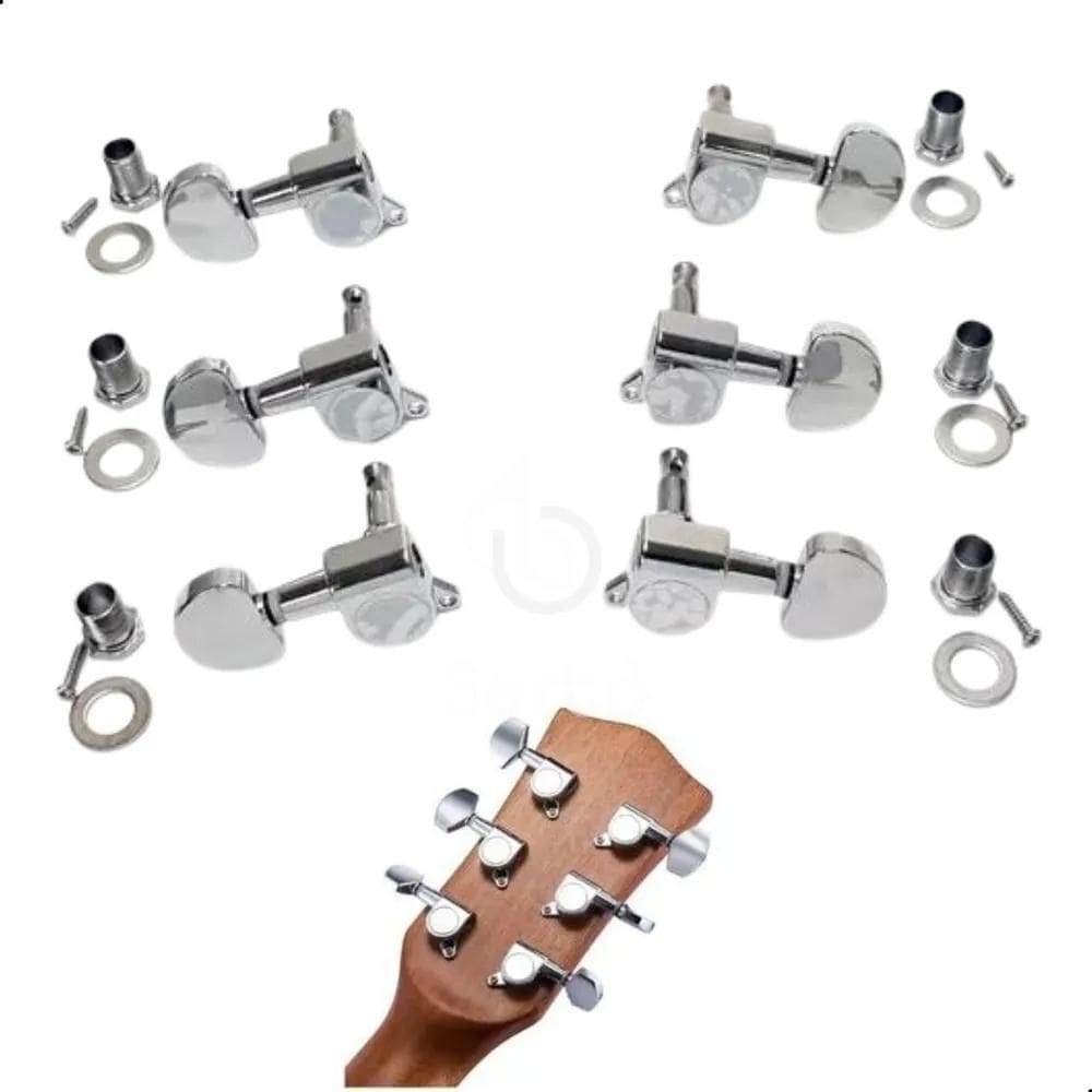 10X Jogo De Tarraxas Tarrachas Bertô 3 + 3 De Aço Cromada B