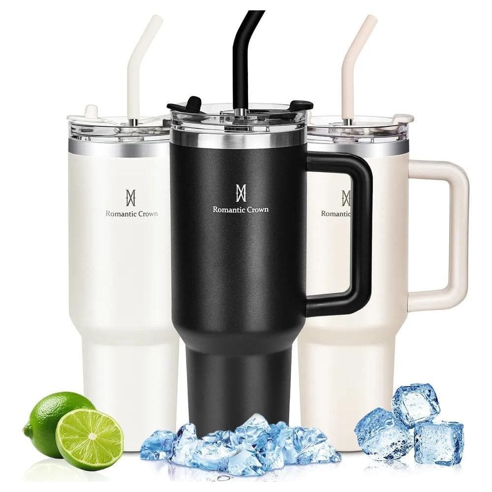 10X Copo Térmico Inox 1,2L Com Alça, Tampa, Canudo Inox E E