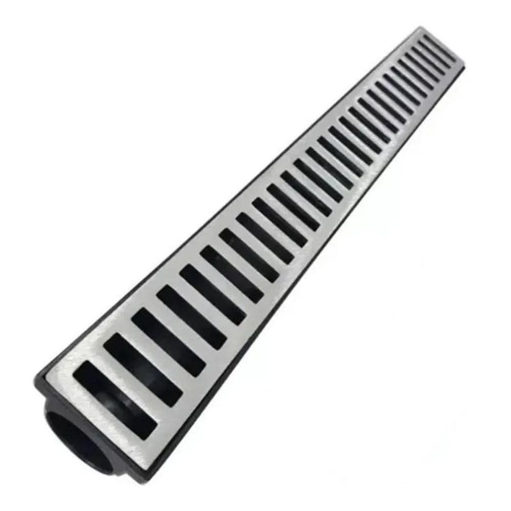 10X Ralo Linear 8X50Cm Grelha Alumínio + Caixa Coletor De Á