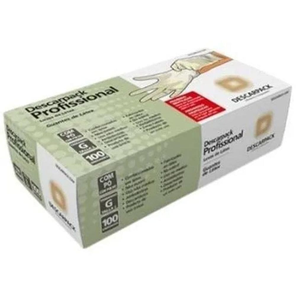 10X Luva De Latex Descarpack Profissional 100 Un - G