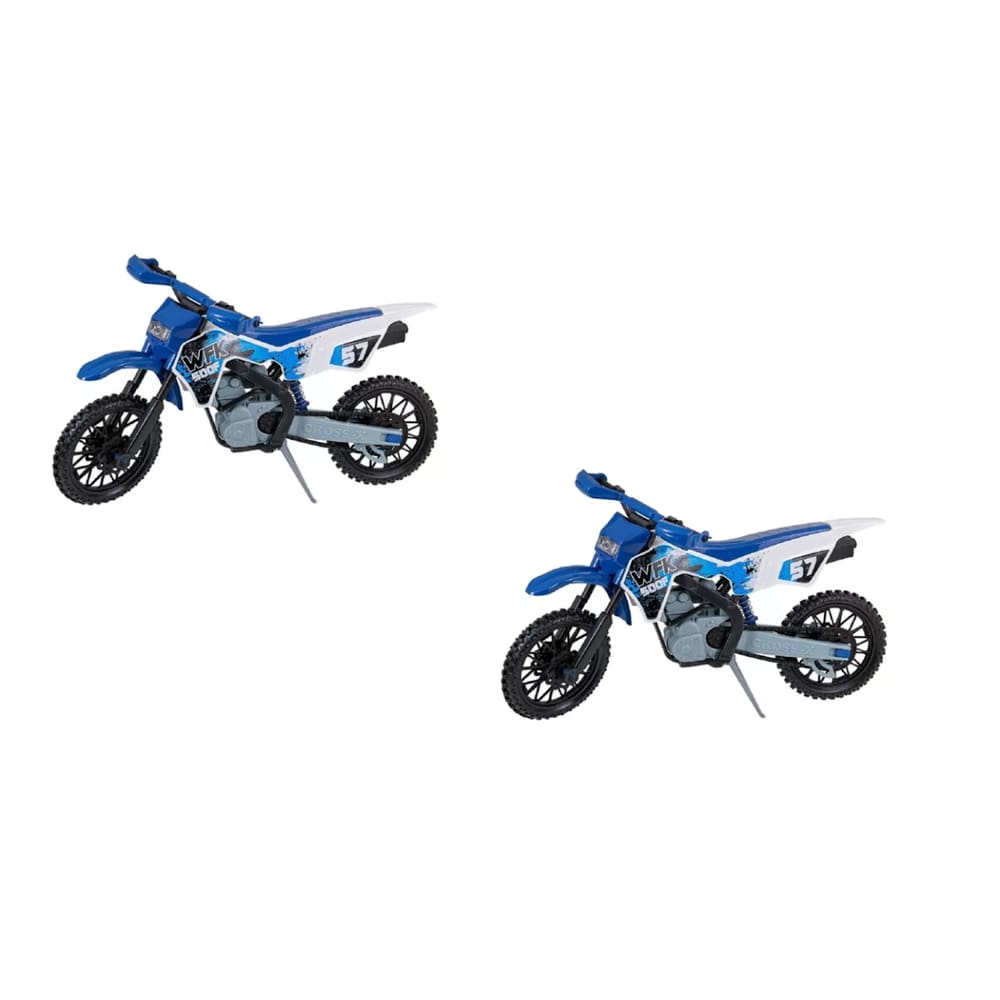 Kit 2 MotoCross Brinquedo Grande Realista Trilha Azul