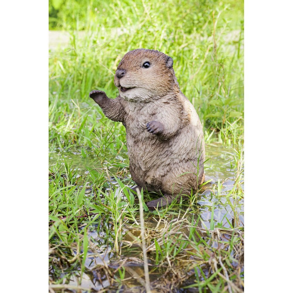 Escultura de presente de alta linha American Beaver Cub Standing, marrom