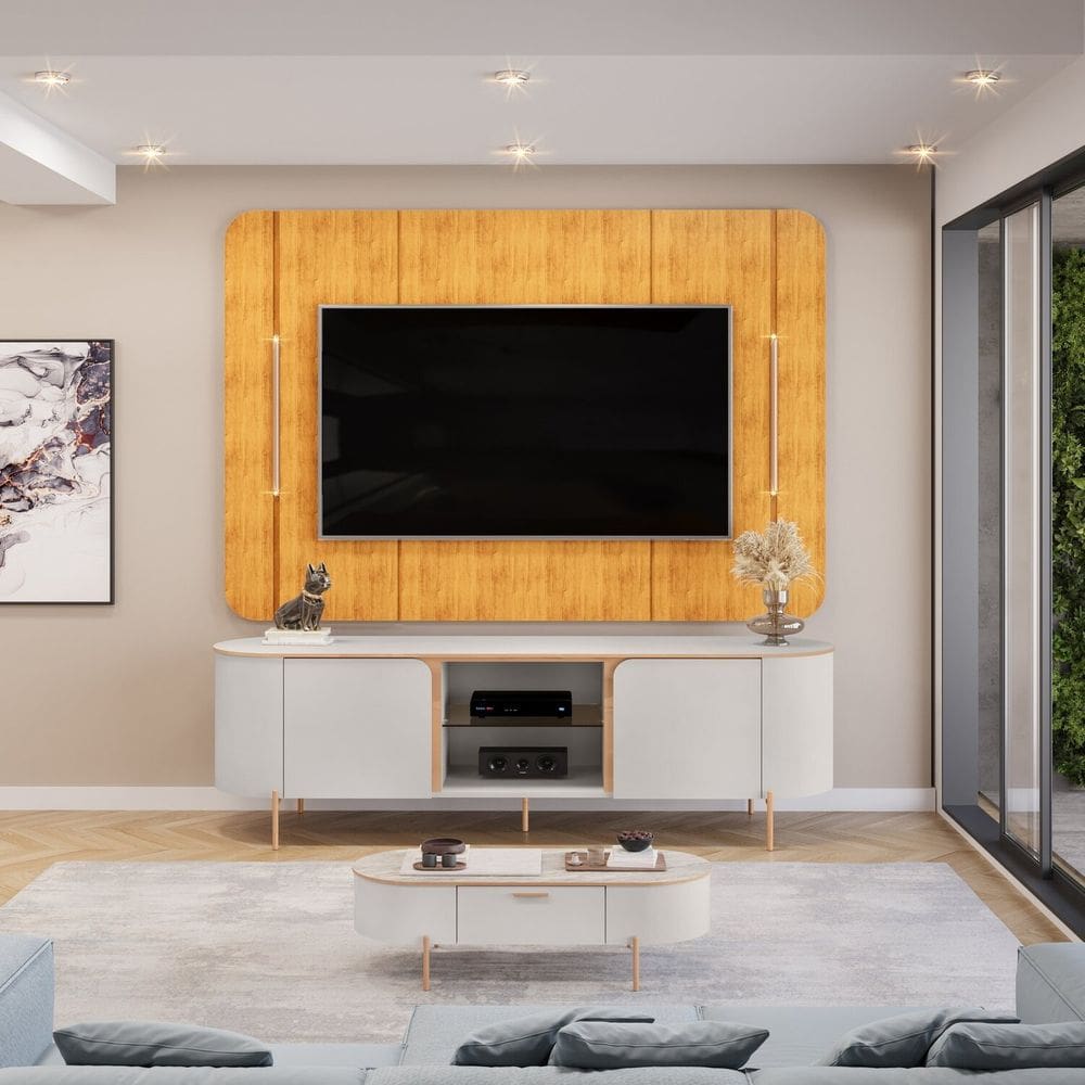 Rack com Painel para Tv 65 Polegadas com Led Adele Bali/Cedro