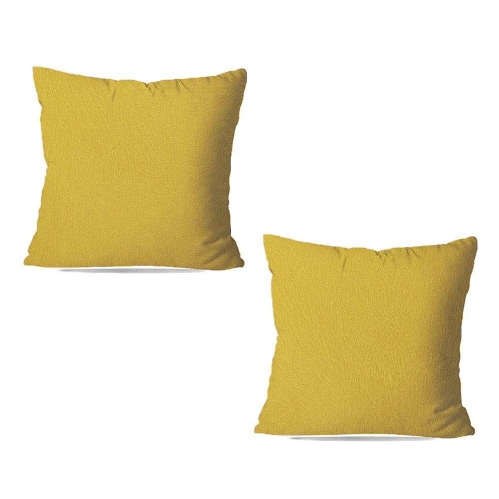 Kit 02 Capas de Almofadas Suede Amarelo