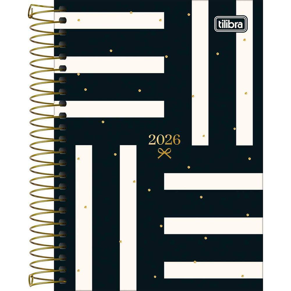 Tilibra - Agenda Espiral Diária 12,9 x 18,7 cm West Village 2026-4 Conjuntos de Listras