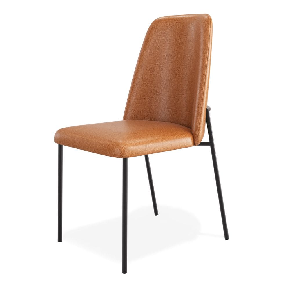 Cadeira Sala de Jantar Lior com Encosto Estofado Base Preta Couríssimo Whisky - Abmaza