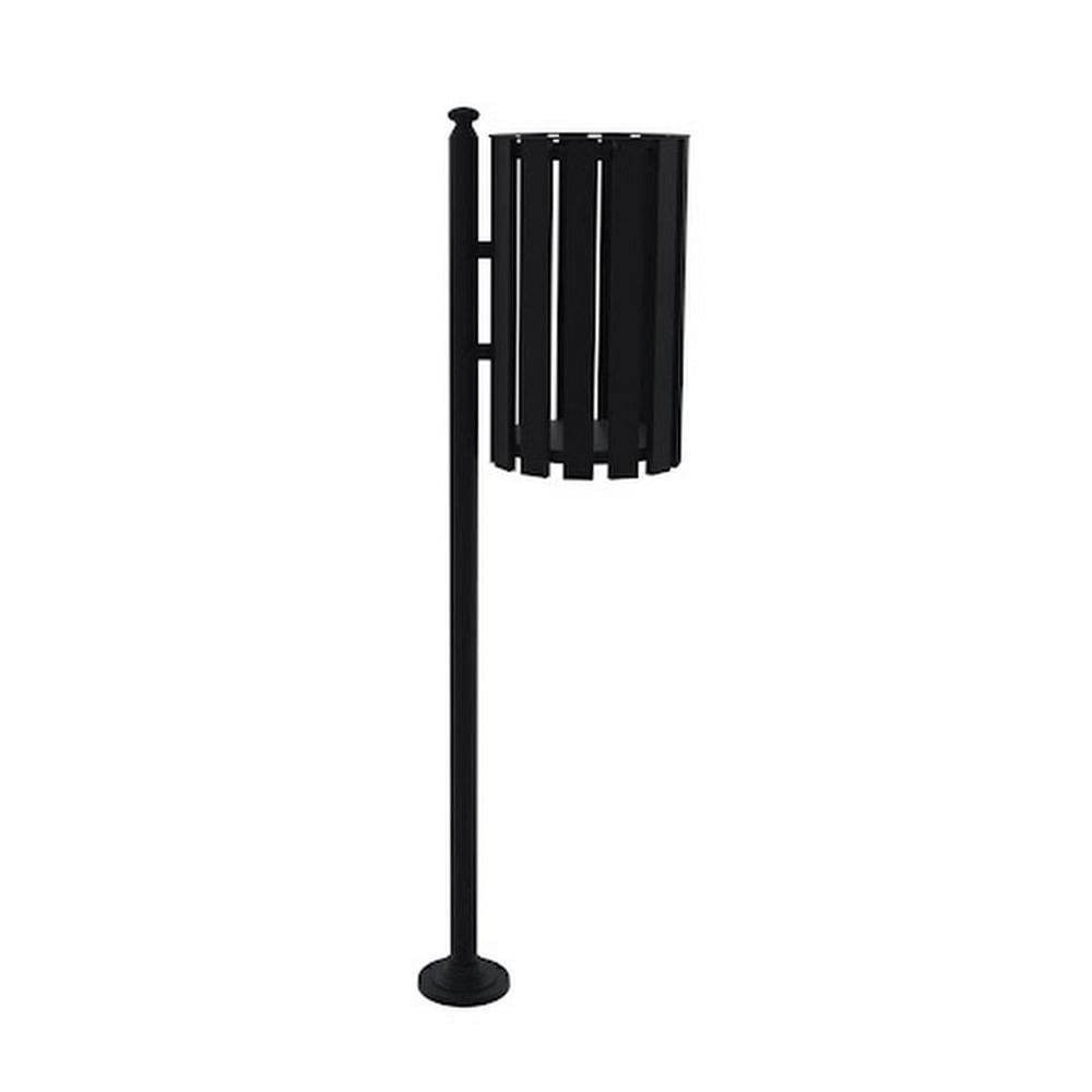Lixeira de Rua Pátios Parques Simples Tubular Preta 151cm