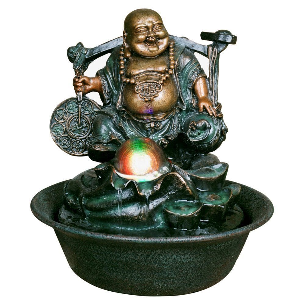 Bola giratória LED Lucky Buddha da Fountain Hi-Line Gift Ltd