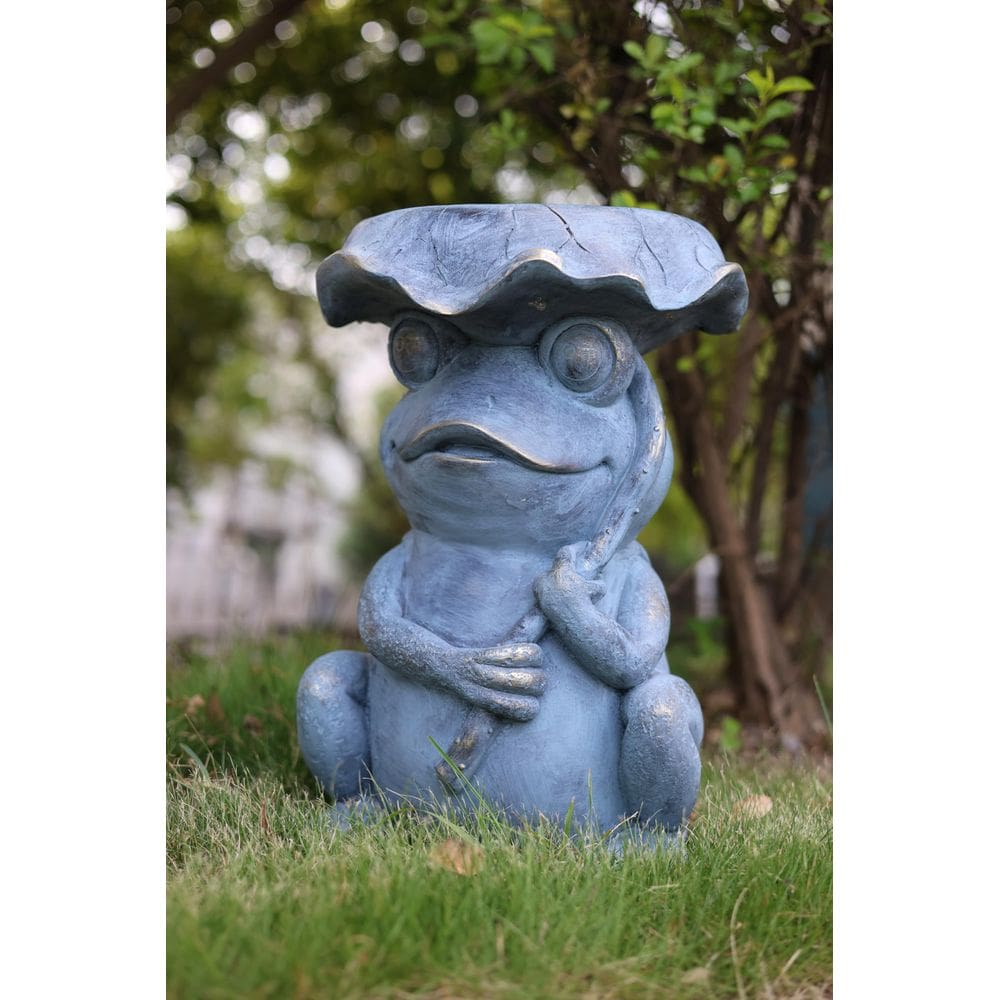 Garden Statue Hi-Line Gift Ltd. Frog Plant Stand Solar LED