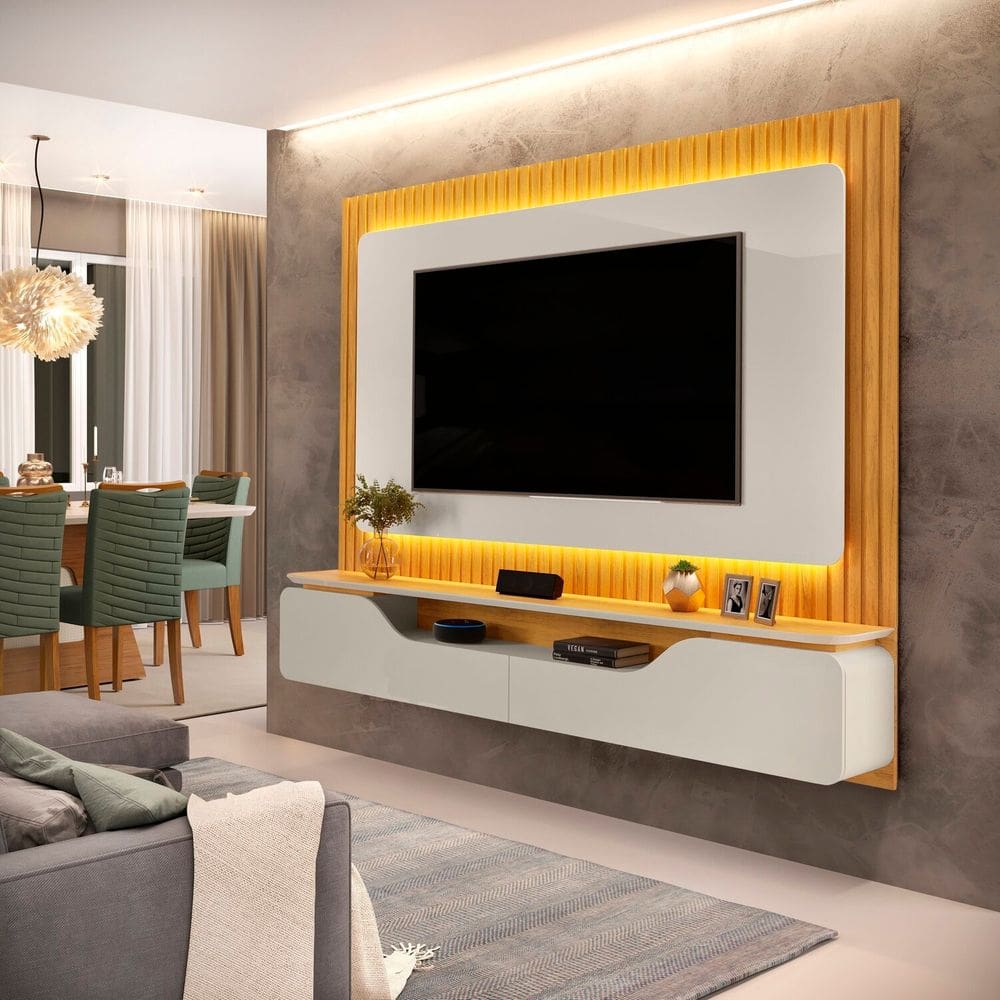Painel para Tv 70 Polegadas em Mdf com Led Treviso Bali/Cedro