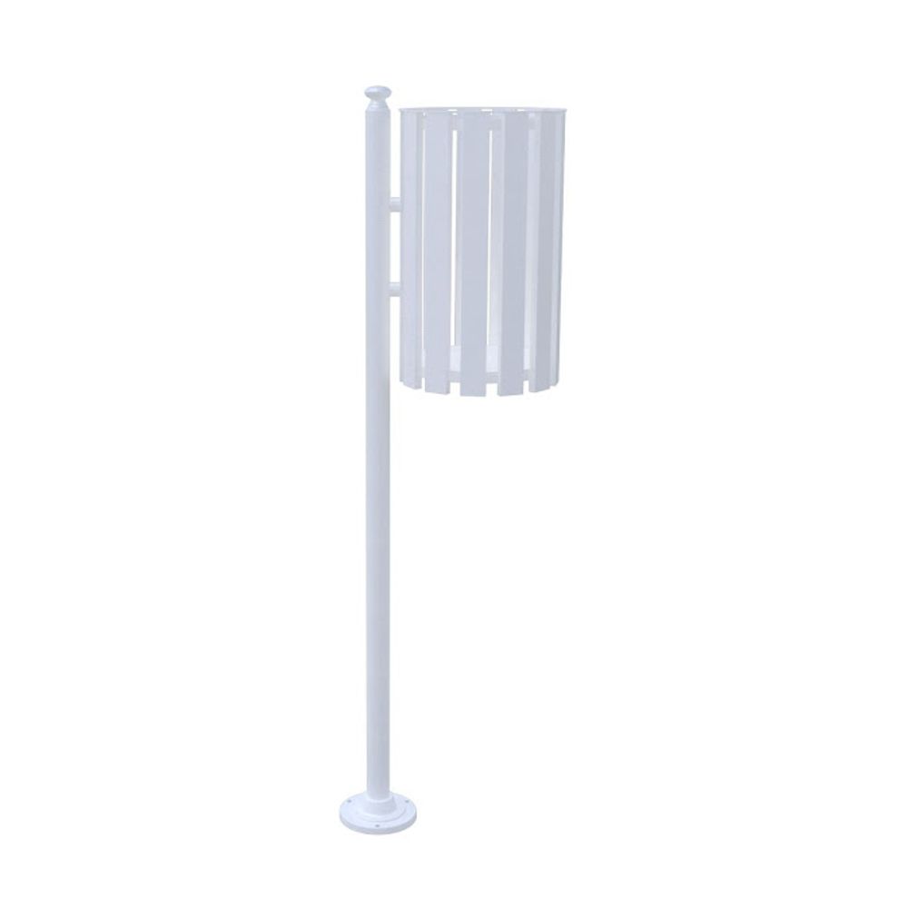 Lixeira de Rua Pátios Parques Simples Tubular Branca 151cm