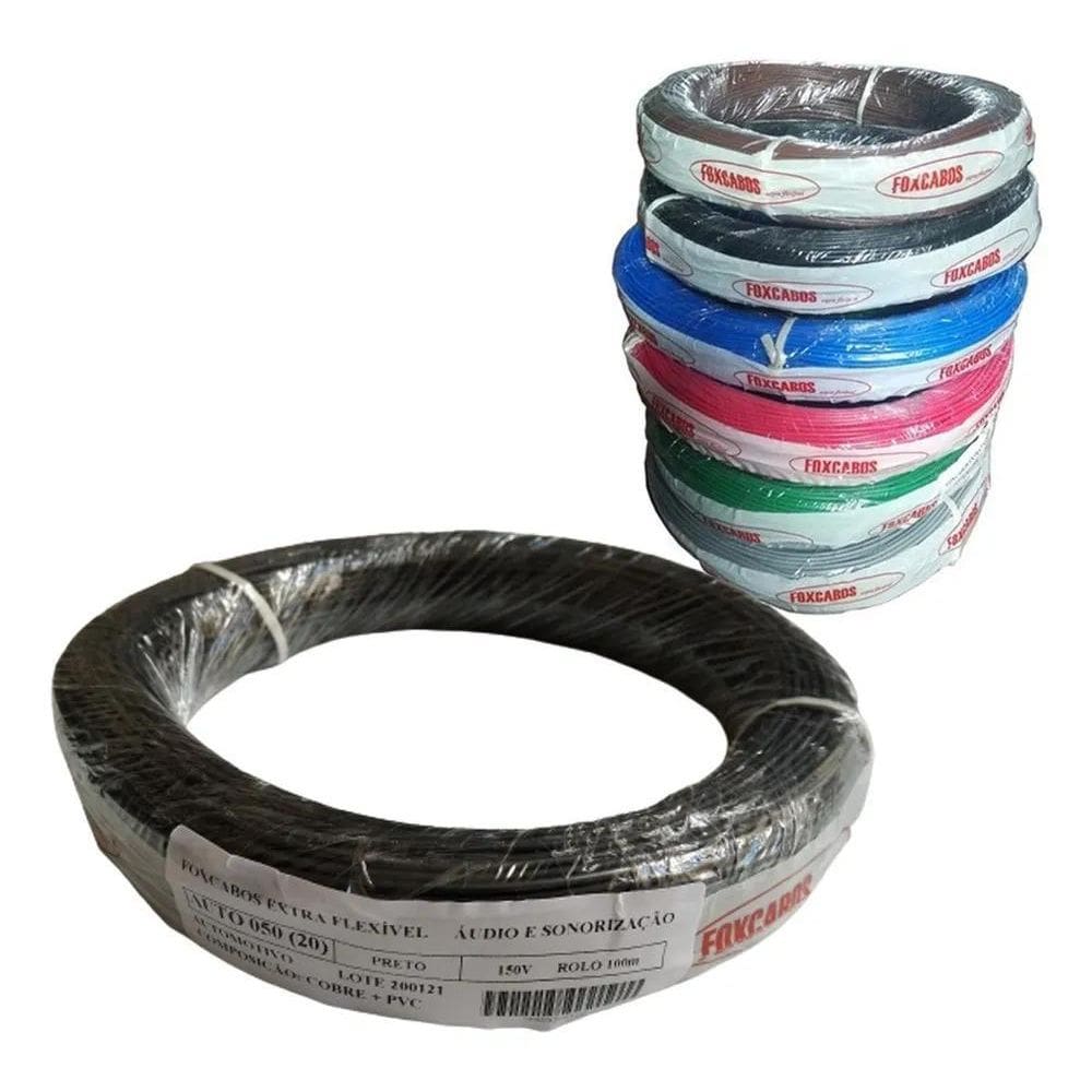 10X Rolo Fio Cabo 0,50Mm 100 Mts Cabinho Extra Flexível