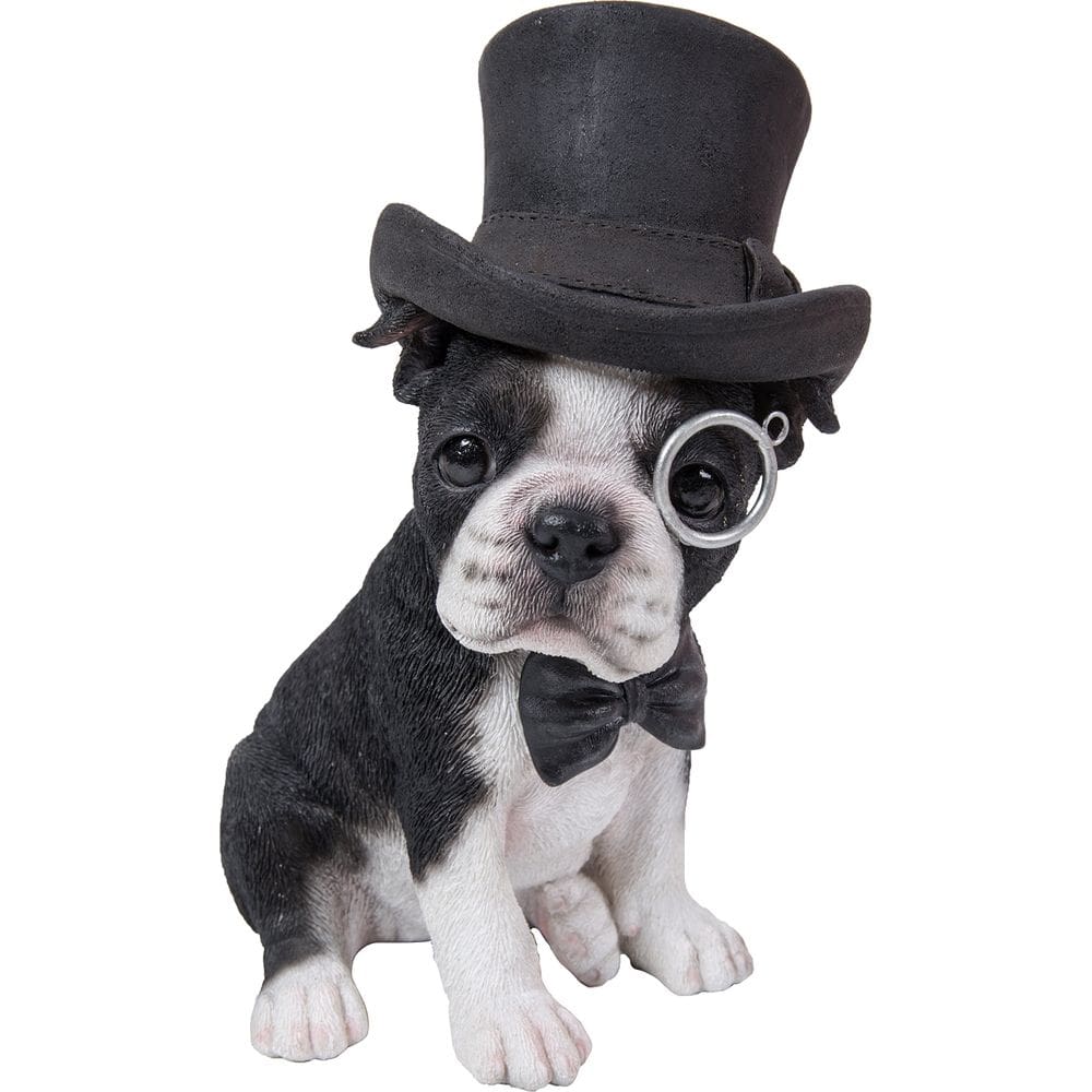 Figura de acción Hi-Line Gift Ltd Boston Terrier con sombrero de copa