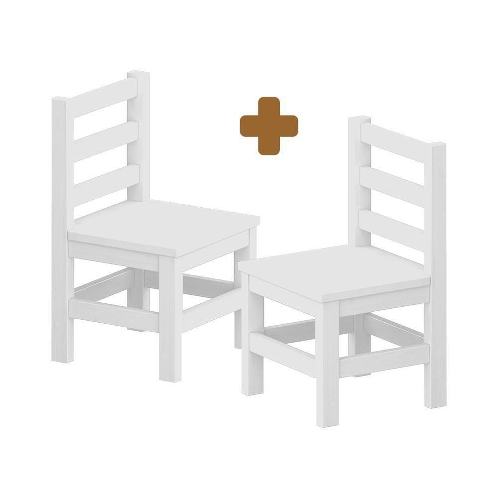 Kit 2 Mini Cadeiras Infantil De Madeira Maciça Infantil Branco S-estofado
