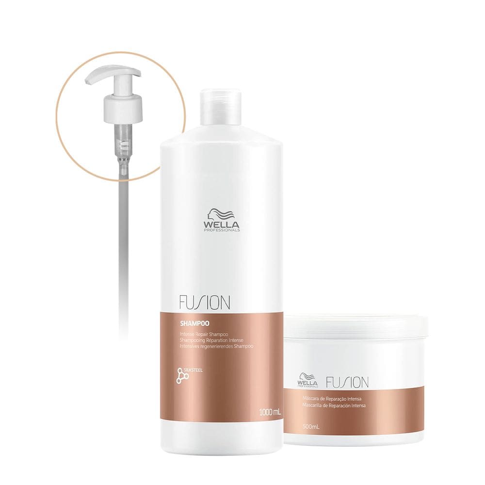 Kit Wella Professionals Fusion Shampoo Máscara Válvula Pump (3 produtos)