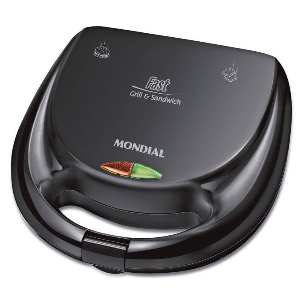 Sanduicheira Fast Grill 2 Em 1 Revestimento Mondial 750W Preto 220V