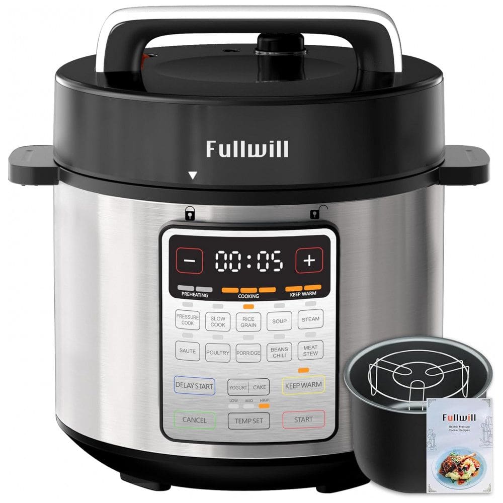 Panela de Pressão Elétrica Fullwill Uni 6 litros, 9 em 1 Multiuso, Faz Arroz, Iogurte, Bolo, Cozinha a Vapor, Aquece Comida, Prepara Sopas -