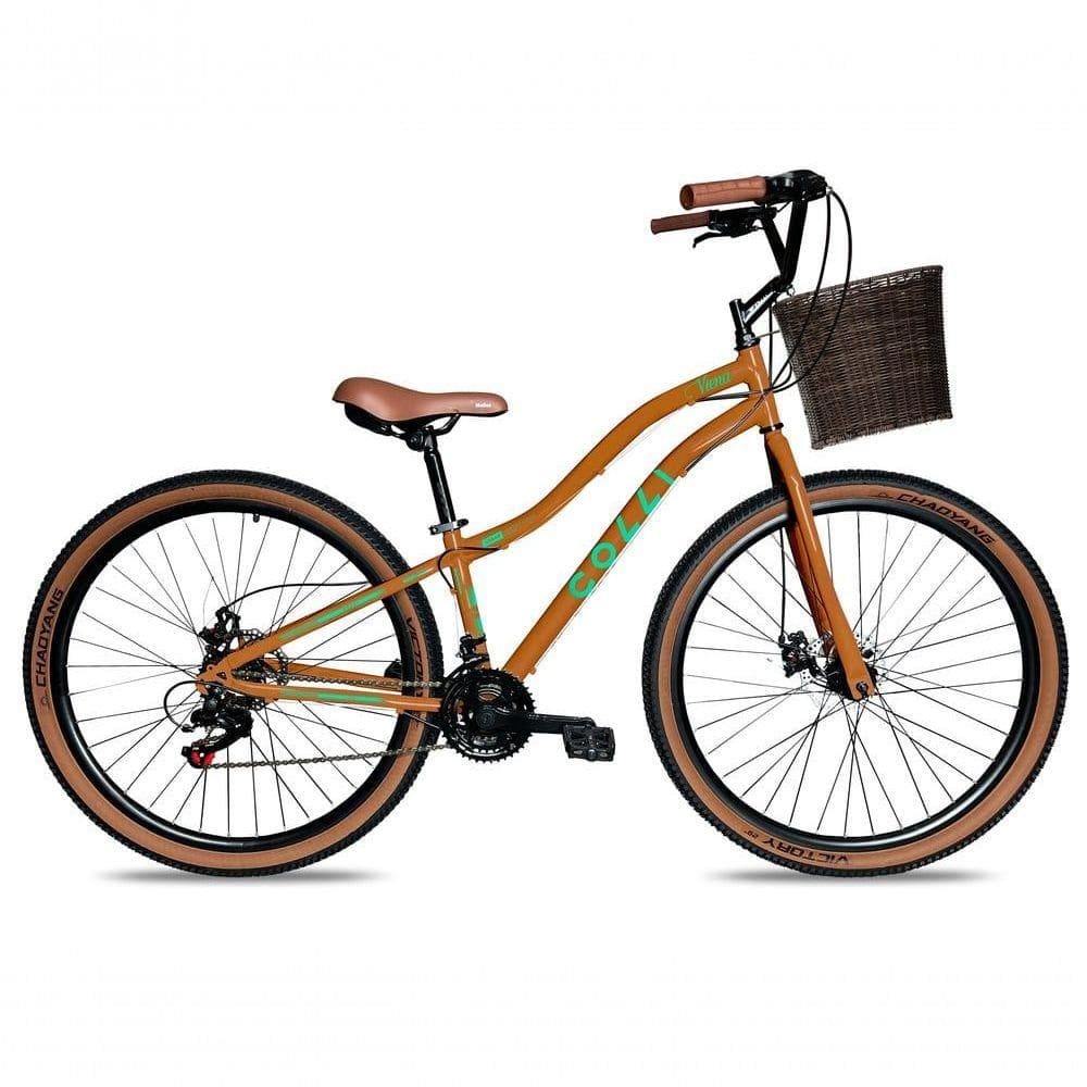 Bicicleta Viena Aro 29 Freio Disco 21v Com Cestão Colli Cor Bronze Tamanho Do Quadro 17