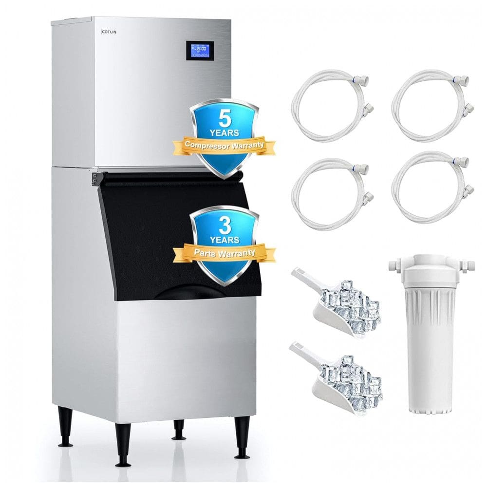 Máquina de Gelo Industrial COTLIN 55,88 cm - Produção de 550 kg por dia, Armazenamento de 159 kg, Compressor SECOP, Gelo de Alta Qualidade