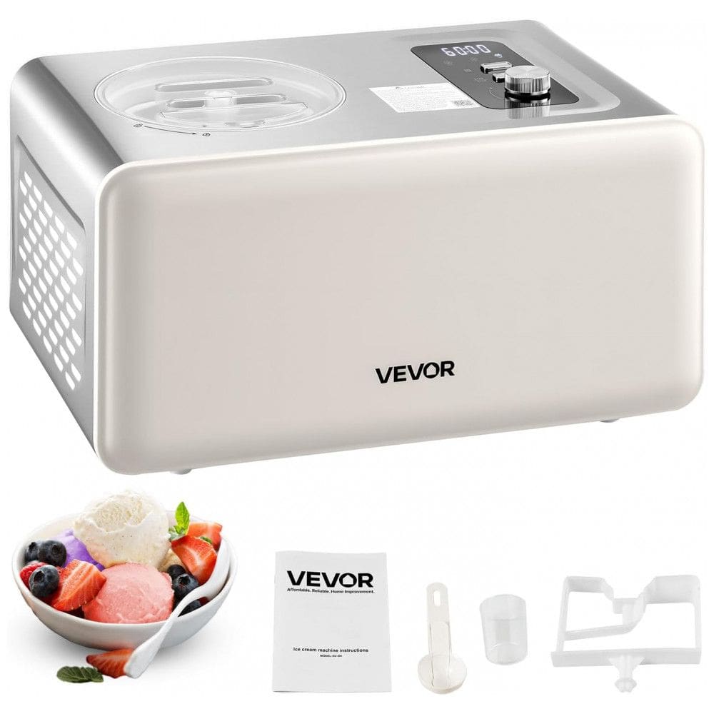Máquina de Sorvete Automática VEVOR com Compressor Integrado, 1,89 Litros Sem Precisar Congelar, Máquina de Sorvete de Gelato Elétrica
