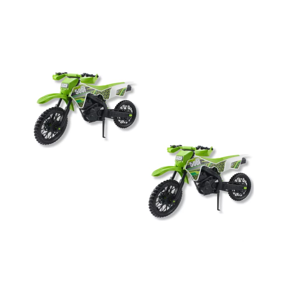 Kit 2 MotoCross Brinquedo Grande Realista Trilha Verde