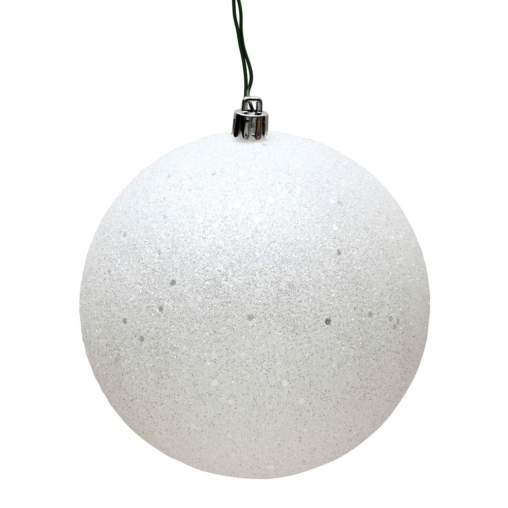 Enfeite suspenso Vickerman, bola de lantejoulas brancas de 30 cm