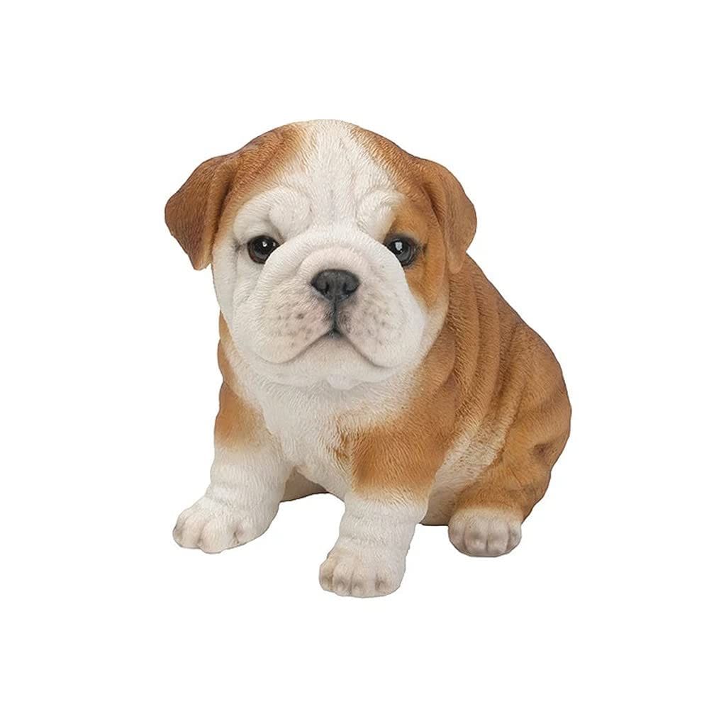 Estatueta Hi-Line Bulldog Puppy marrom branca 17 cm