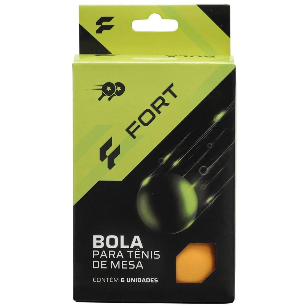 Bola de Tênis de Mesa Fort 2 Estrelas - Pack com 06 Bolas Laranja