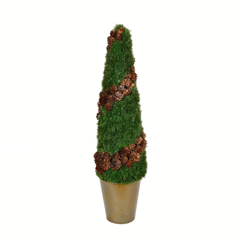 Árvore de cedro artificial Vickerman 61 cm em forma de cone com pinha