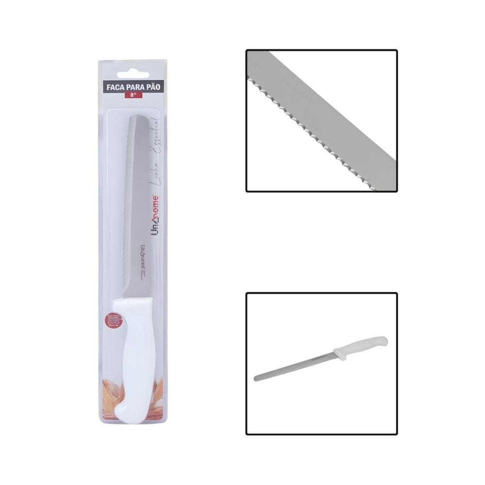 Faca Serrilhada 8” Inox Pão Bolos Tortas Linha Essential
