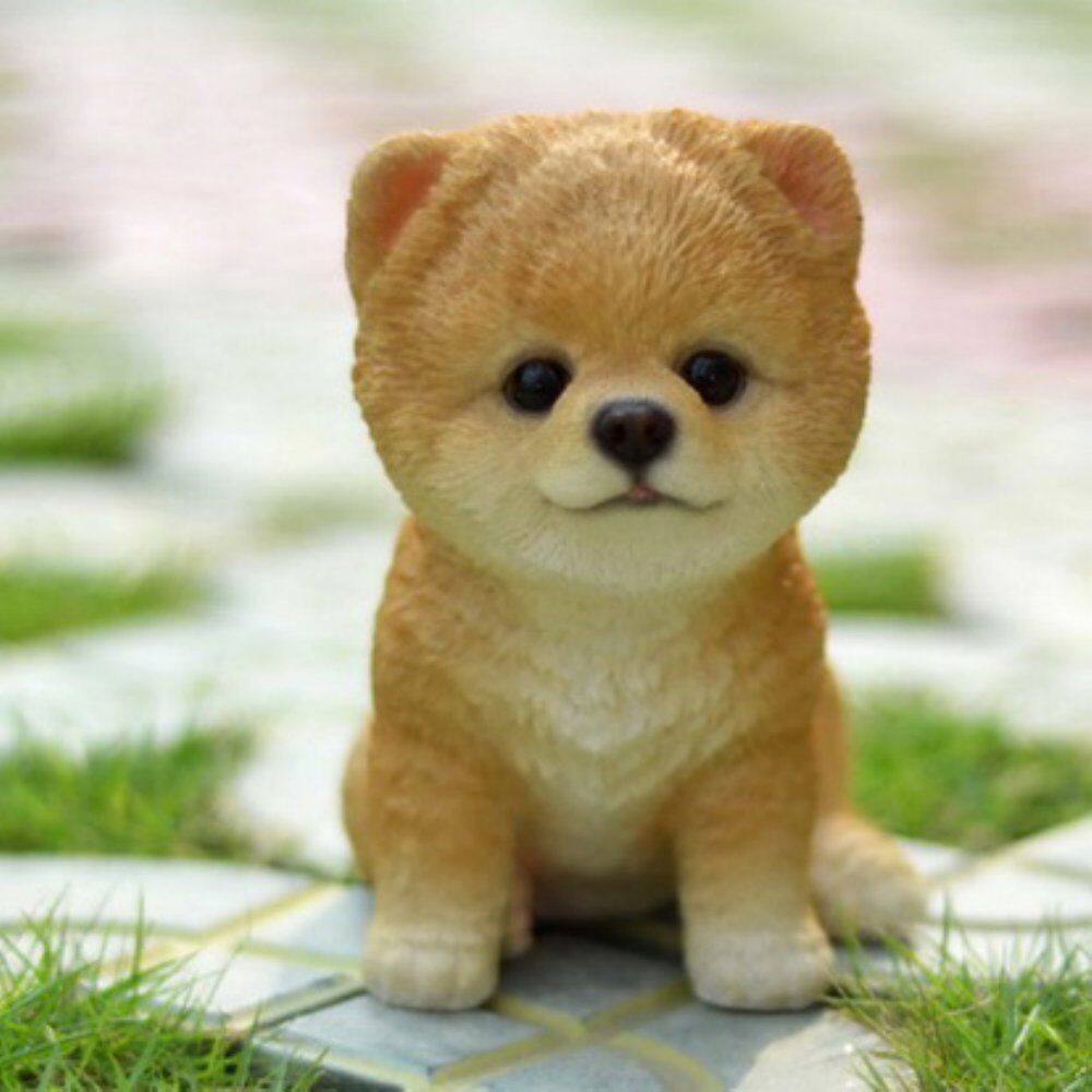 Estatueta Hi-Line Gift Ltd Pomeranian Puppy 15 cm marrom