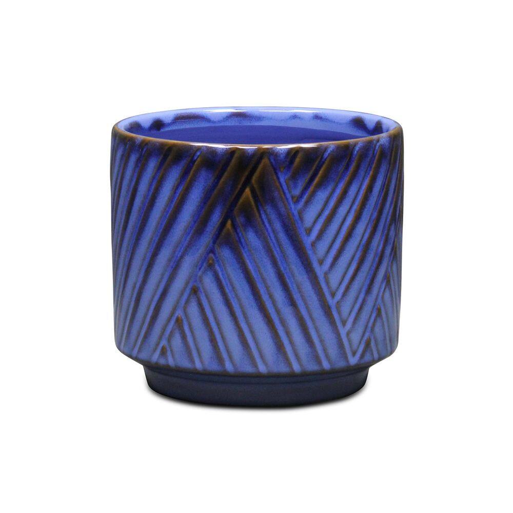 Plantador de cerâmica Cheung`s Parlora Medium Blue Pattern