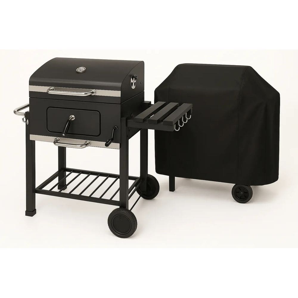 Churrasqueira Americana A Carvao Com Mesa, Capa E Rodas Black Preto