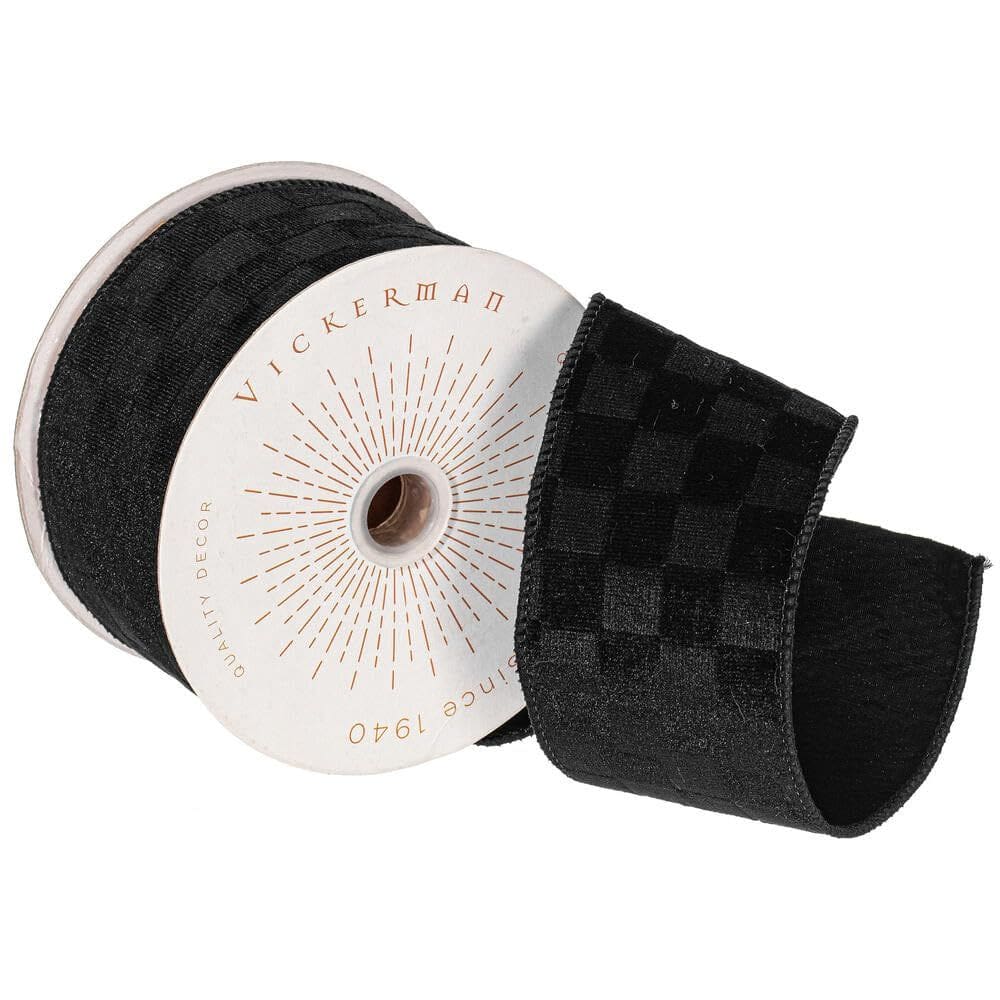 Fita decorativa Vickerman 6,35 cm x 9,1 m de veludo preto
