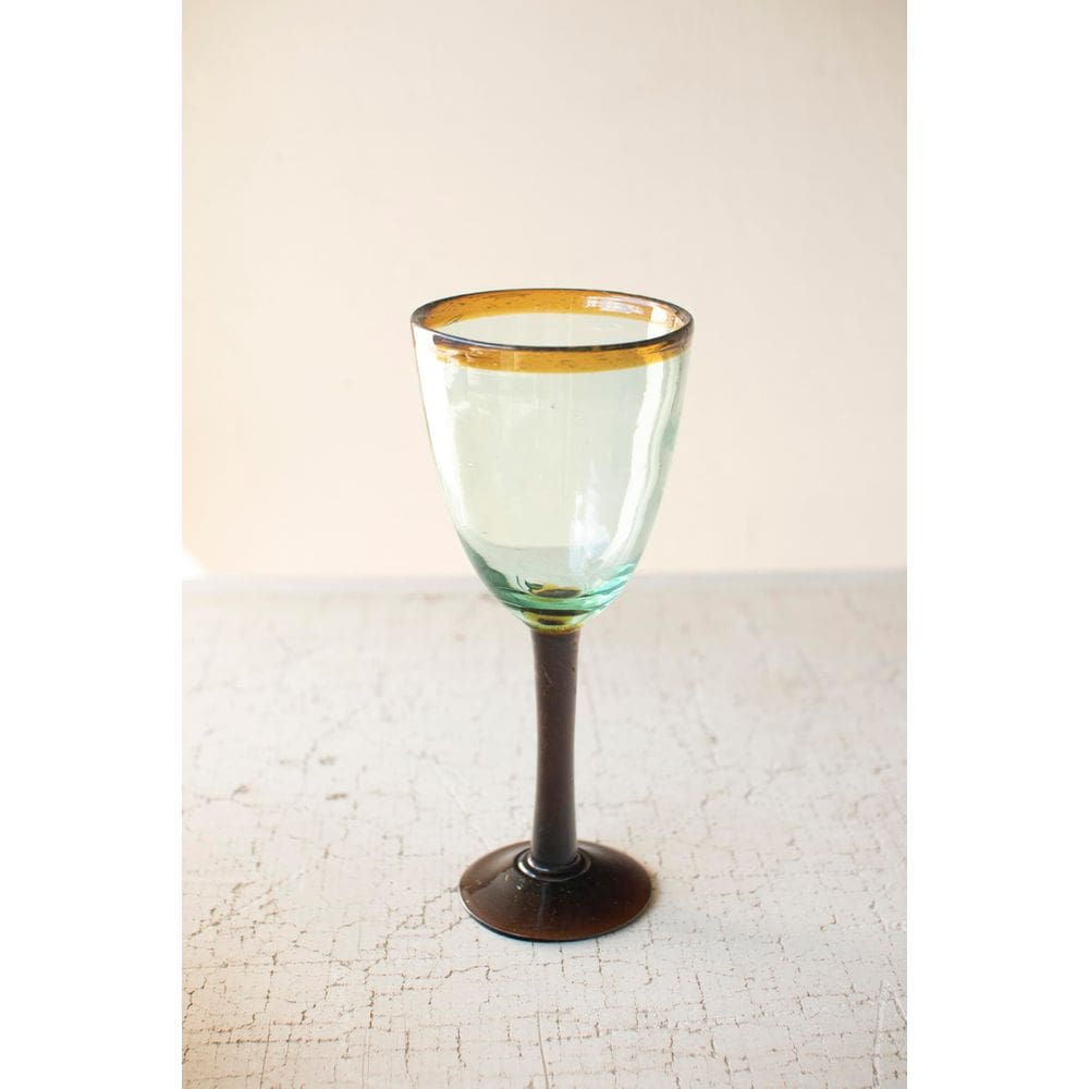 Copo de vinho KALALOU Amber Rim, vidro reciclado 23 cm