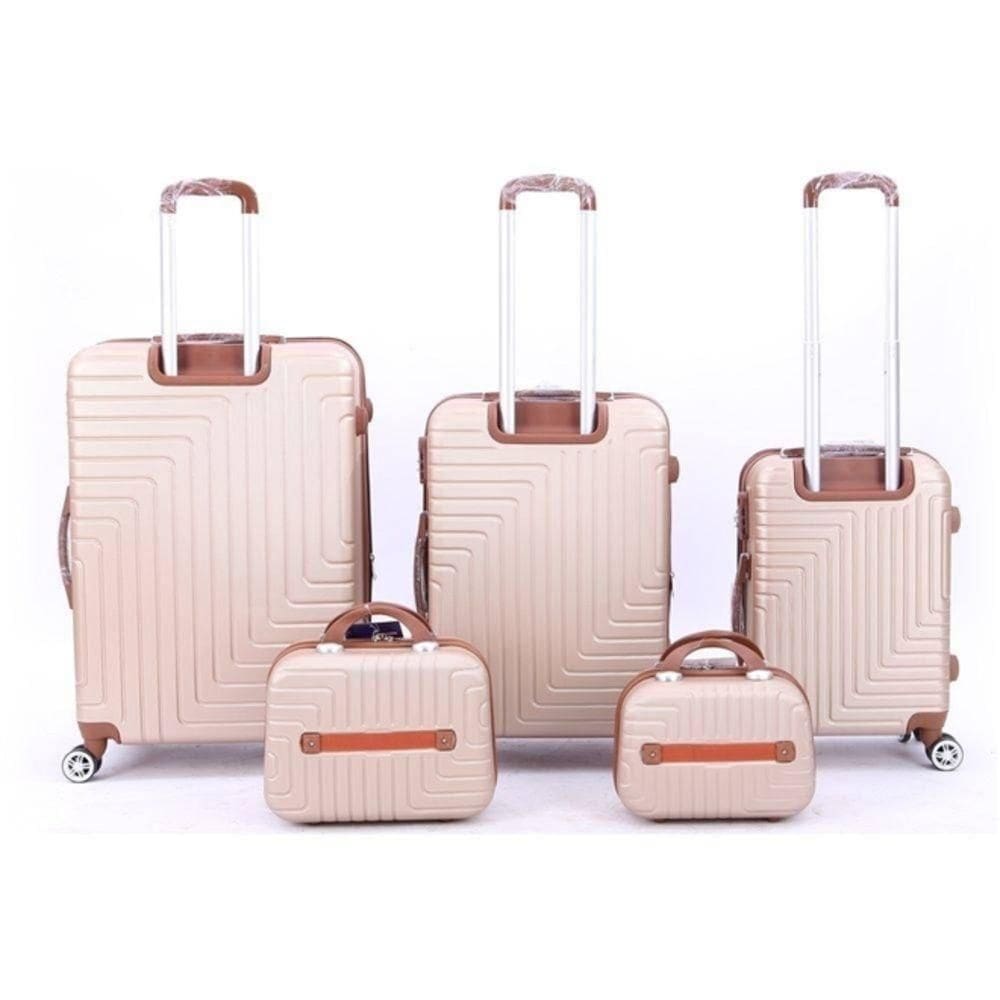 Conjunto Mala Viagem Em Abs E Frasqueira 5 Peças Kit Malas Pequena Bordo Media E Grande Com 2 Cor:branco Navajo