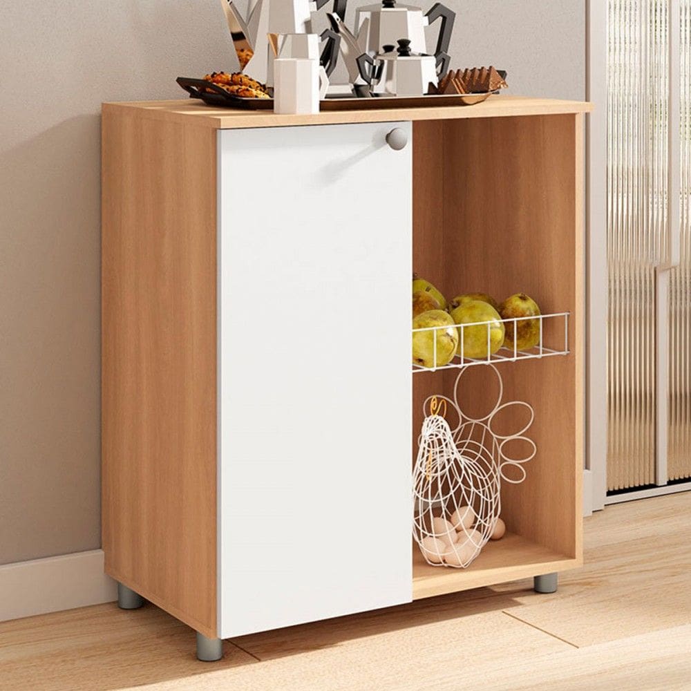 Armário de Cozinha com Fruteira âmbar 1 Porta Freijó/Branco - Telasul