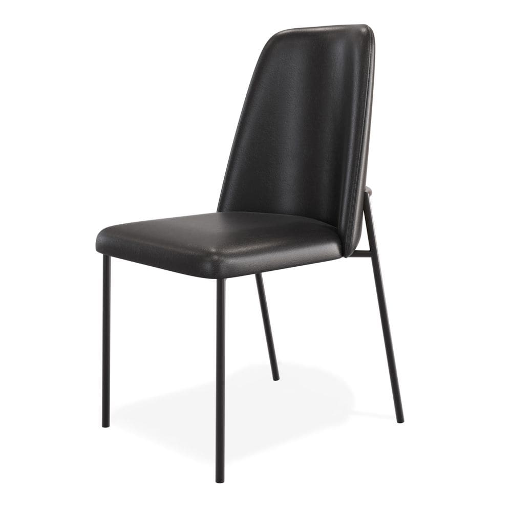 Cadeira Sala de Jantar Lior com Encosto Estofado Base Preta Couríssimo Preto - Abmaza