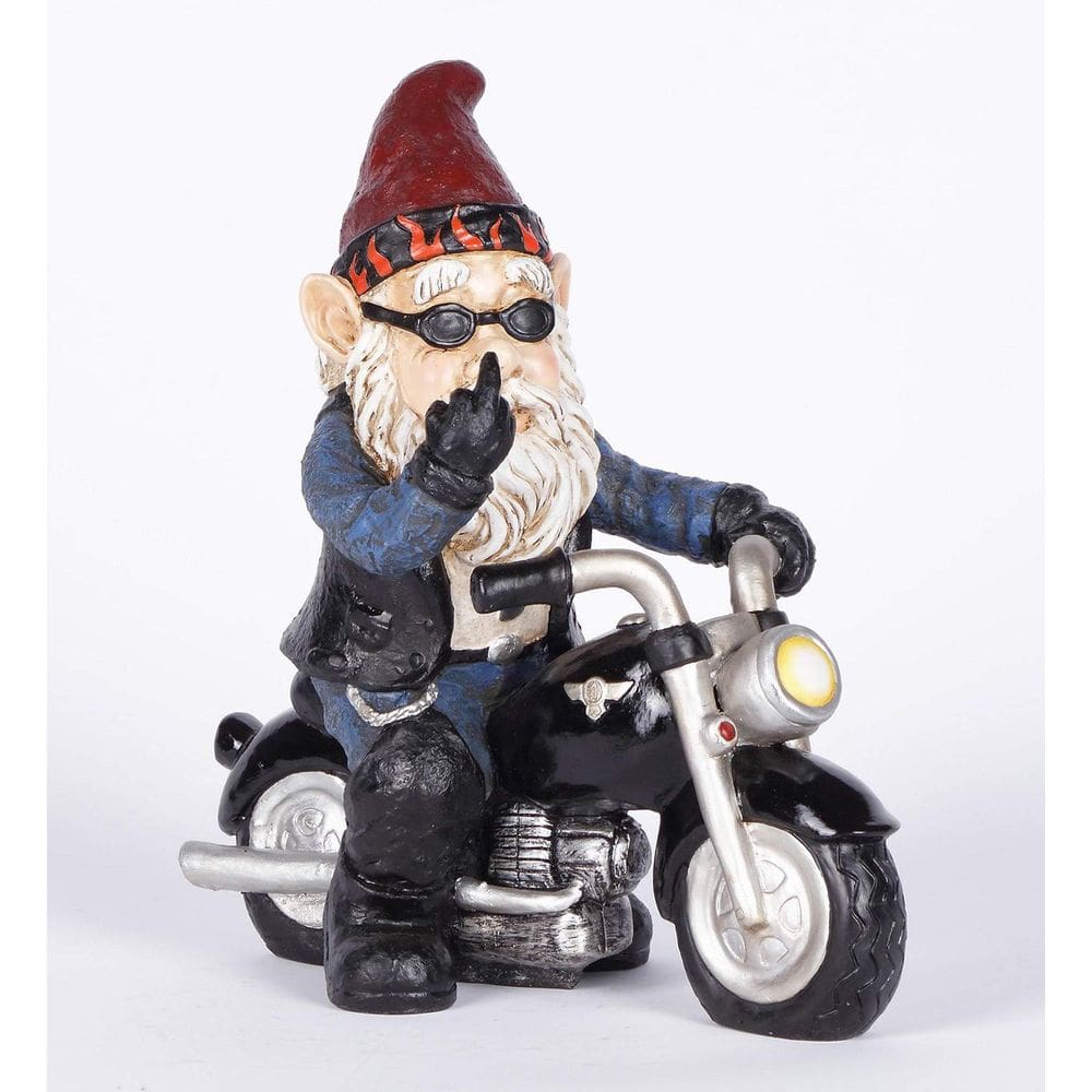 Estatueta Hi-Line Gift Ltd Middle Finger Biker Gnome