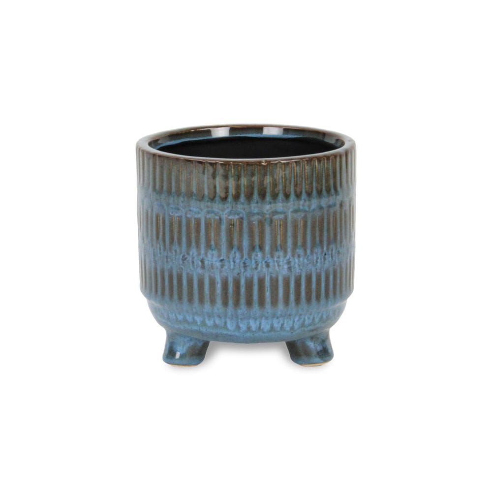 Vaso pequeno de cerâmica com padrão azul Victrola da Planter Cheung