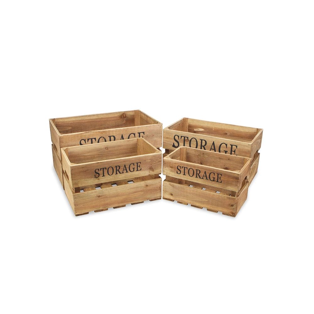 Juego de 4 Cajones de Almacenaje de Madera Marrón Hechos a Mano por Cheung